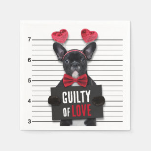 Guardanapo De Papel Guilty Love Dog Mugshot Engraçado Dia de os namora