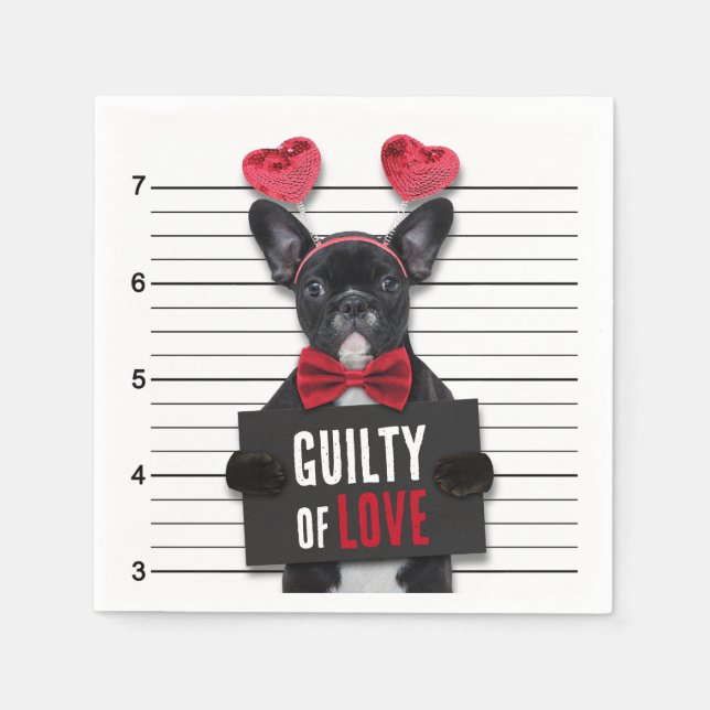 Guardanapo De Papel Guilty Love Dog Mugshot Engraçado Dia de os namora (Frente)