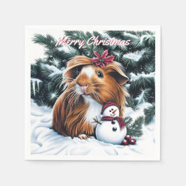 Guardanapo De Papel Guiné Pig e Snowman no Natal