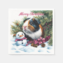 Guardanapo De Papel Guiné Pig e Snowman no Natal