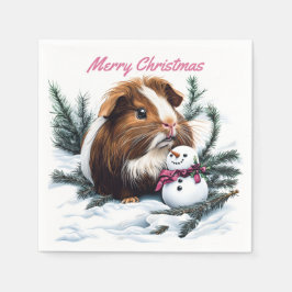 Guardanapo De Papel Guiné Pig e Snowman no Natal