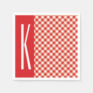 Guardanapo De Papel Guingão diagonal vermelho & branco