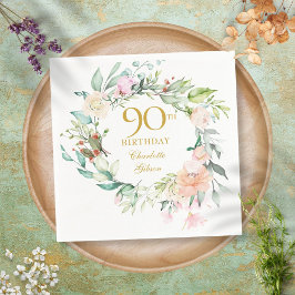 Guardanapo De Papel Guirlanda de Rosas de Verão Doce 90º Aniversário