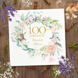 Guardanapo De Papel Guirlanda de Rosas Florais para 100º Aniversário