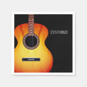 Guardanapo De Papel Guitarra acústica negra personalizada