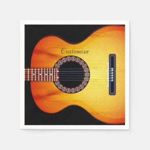Guardanapo De Papel Guitarra acústica negra personalizada 2