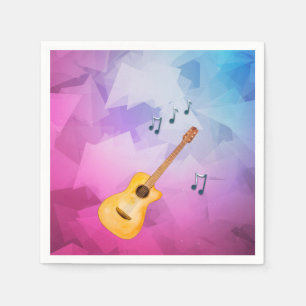 Guardanapo De Papel Guitarra Acústica Notas de Música Geométrica Fu