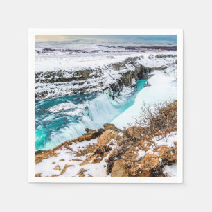 Guardanapo De Papel Gullfoss Islândia Cachoeira Paisagem de Inverno Ne