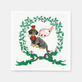 Guardanapo De Papel Gulliver Wirehaired Dachshund Christmas Napkin