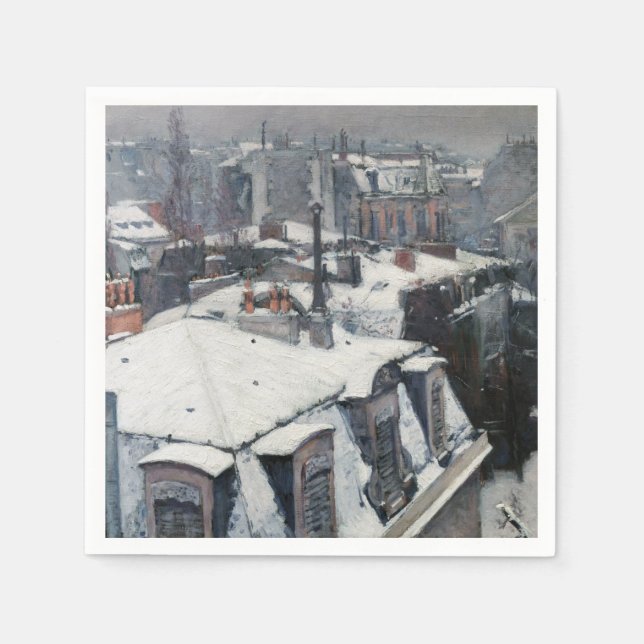 Guardanapo De Papel Gustave Caillebotte - Telhados na neve (Frente)