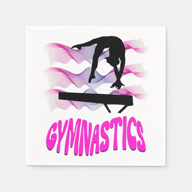 Guardanapo De Papel Gymnastics Pink and Purple Balance Beam (Frente)