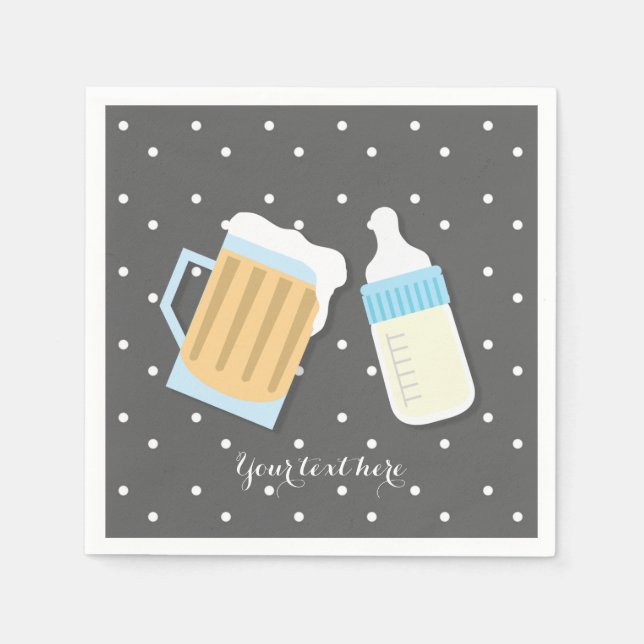 Guardanapo De Papel Há um Bebê Fabricando Canecas de Cerveja Cinza Chu (Frente)