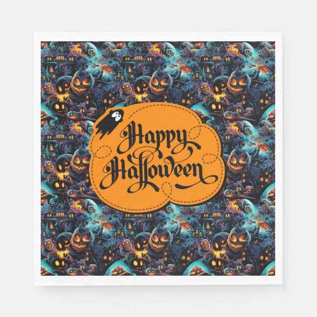 Guardanapo De Papel Halloween Azul  (Frente)