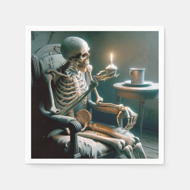 Guardanapo De Papel Halloween Birthday Skeleton (Frente)