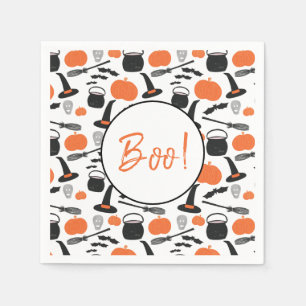 Guardanapo De Papel Halloween Boo Witch Pumpkin Bat Broomstick