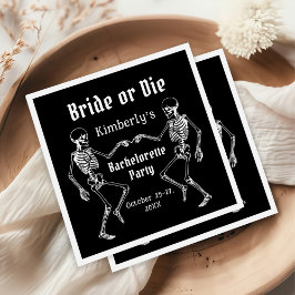 Guardanapo De Papel Halloween Bride or Die Skeleton Bachelorette Party