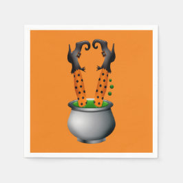 Guardanapo De Papel Halloween, bruxa engraçada laranja e engraçada