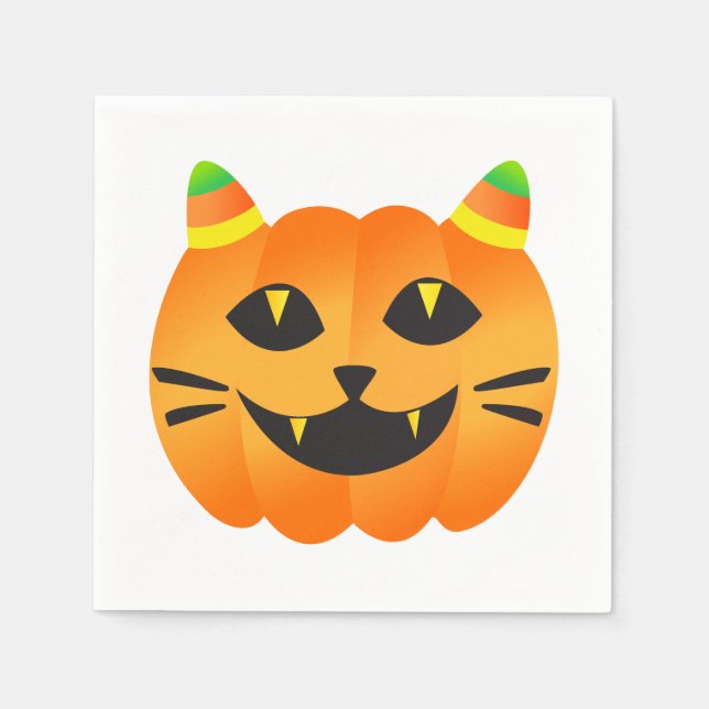 Guardanapo De Papel Halloween Cat-o'-Lanterna (Frente)