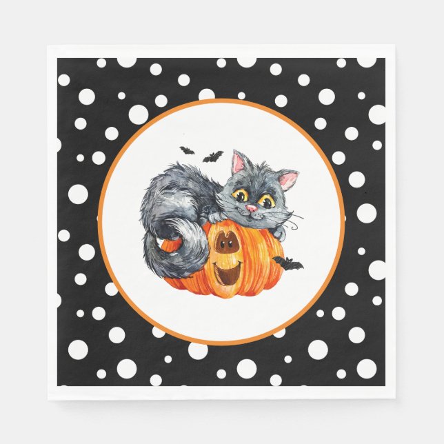Guardanapo De Papel Halloween Cat Paper Napkins (Frente)