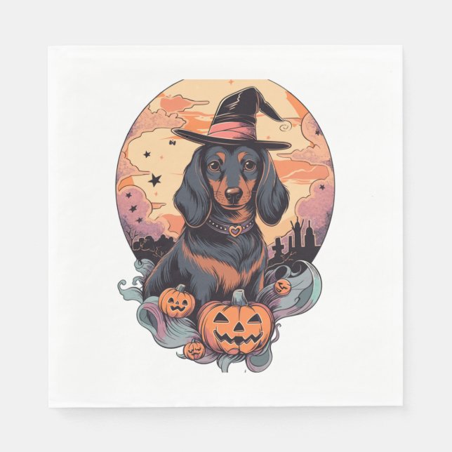 Guardanapo De Papel Halloween Dachshund Sticker (Frente)
