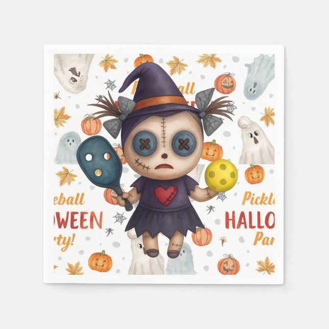 Guardanapo De Papel Halloween de Pickleball temático para festa (Frente)