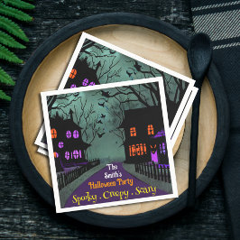 Guardanapo De Papel Halloween de Texto Personalizado da Rua Spooky
