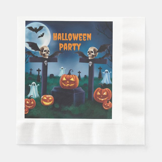 Guardanapo De Papel Halloween e um Cemitério assustador (Frente)