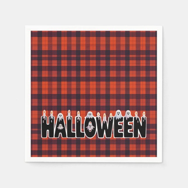 Guardanapo De Papel Halloween Ghost Candle Lettering (Frente)
