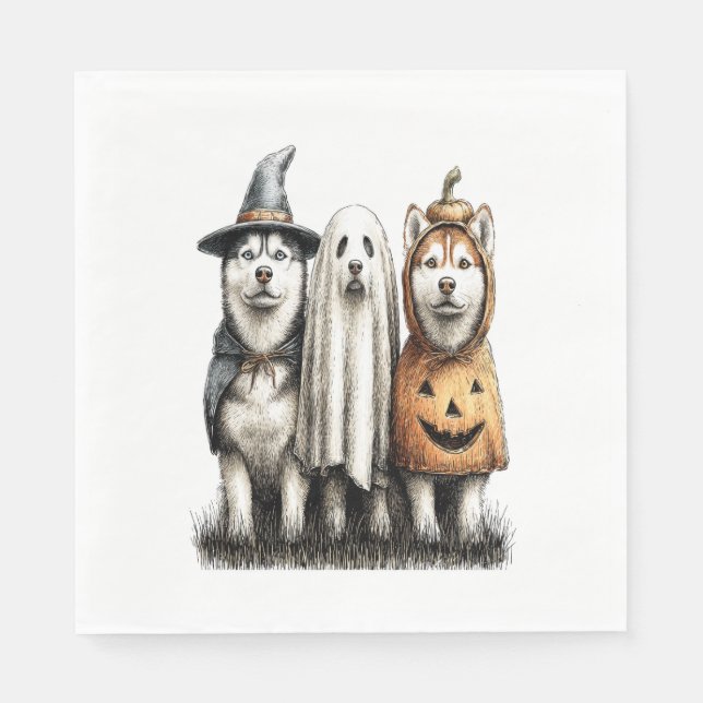 Guardanapo De Papel Halloween Ghost Siberian Husky Dog (Frente)