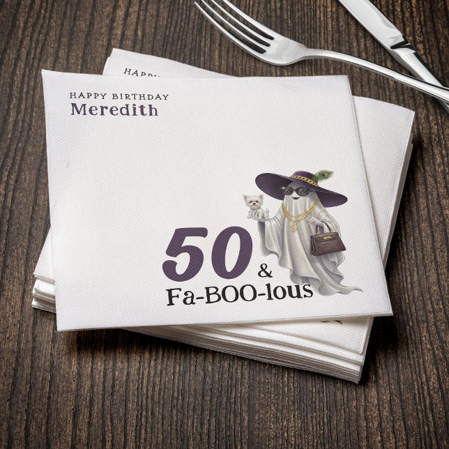 Guardanapo De Papel Halloween Ghost Women's Fabuloso 50º Aniversário (Halloween Ghost Women's Fabulous 50th Birthday Napkins
)