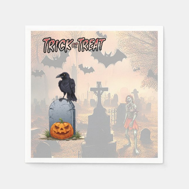 Guardanapo De Papel Halloween Graveyard (Frente)