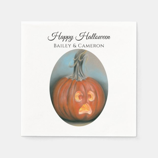 Guardanapo De Papel Halloween Gritando Jack O Lanterna Pumpkin Pastel (Frente)
