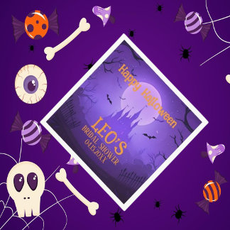 Guardanapo De Papel Halloween Haunted Castle Purple Bridal Shower