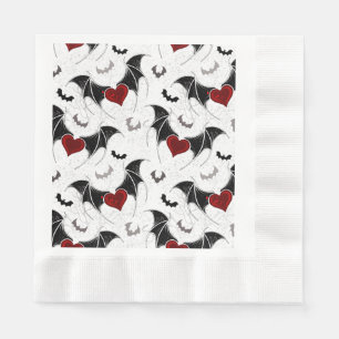 Guardanapo De Papel Halloween heart with black bat wings