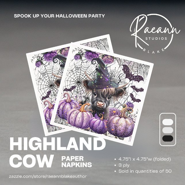 Guardanapo De Papel Halloween Highland Cow Paper Napkins (Criador carregado)