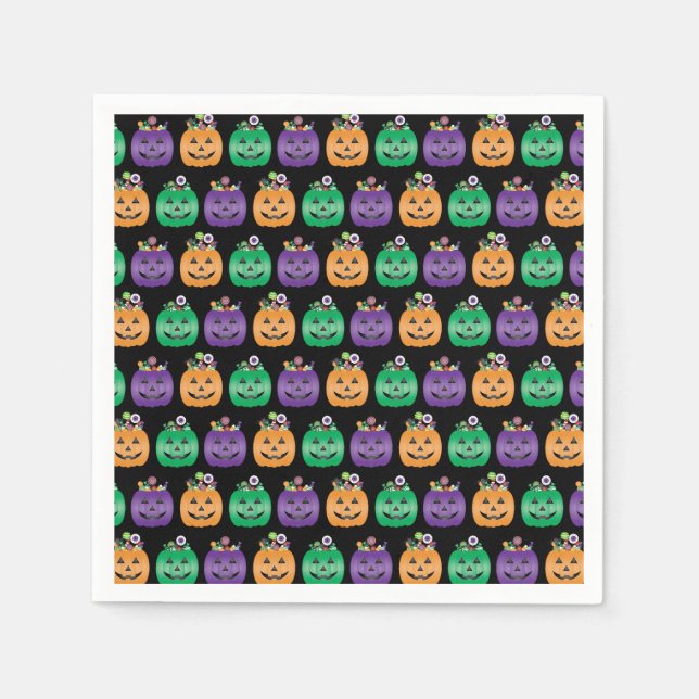 Guardanapo De Papel Halloween Jack O Lantern Candy Pail (Frente)