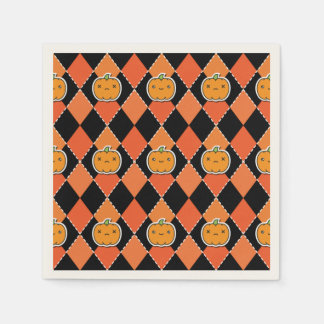 Guardanapo De Papel Halloween Kawaii Jack-o-lantern Argyle