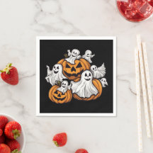 Halloween: Kleine Geister mit Kürbissen - 