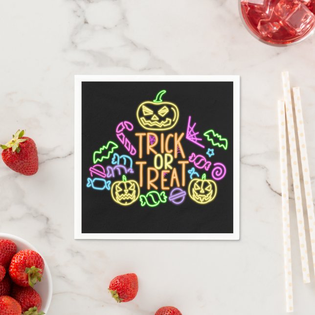 Guardanapo De Papel Halloween Neon Olha Trick Tret Candy Party (Insitu)