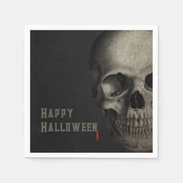 Guardanapo De Papel Halloween O Crânio Humano Está Preto