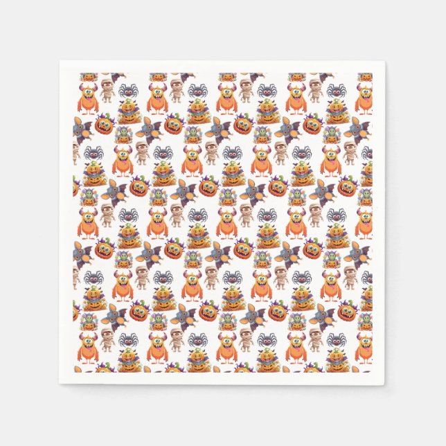 Guardanapo De Papel Halloween Patttern Of Creatures (Frente)