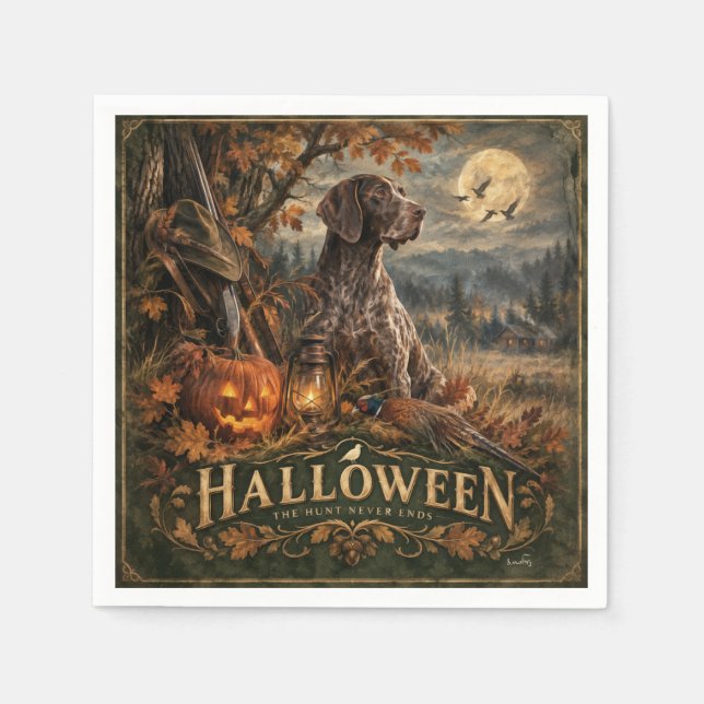 Guardanapo De Papel Halloween Pointer Alemão de Caça  (Frente)