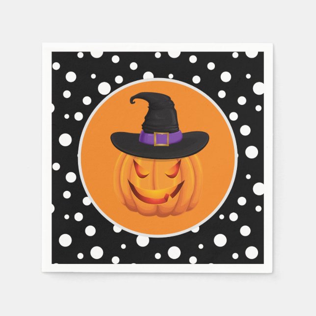 Guardanapo De Papel Halloween Pumpkin Witch Paper Napkins (Frente)
