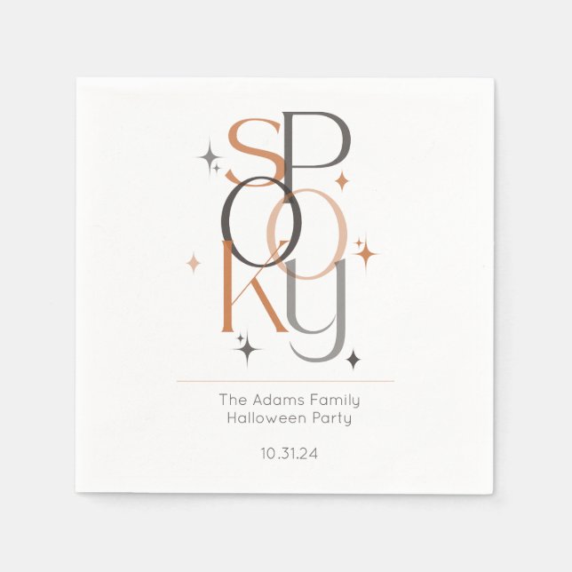 Guardanapo De Papel Halloween Retro Moderno Mínimo e Spooky (Frente)