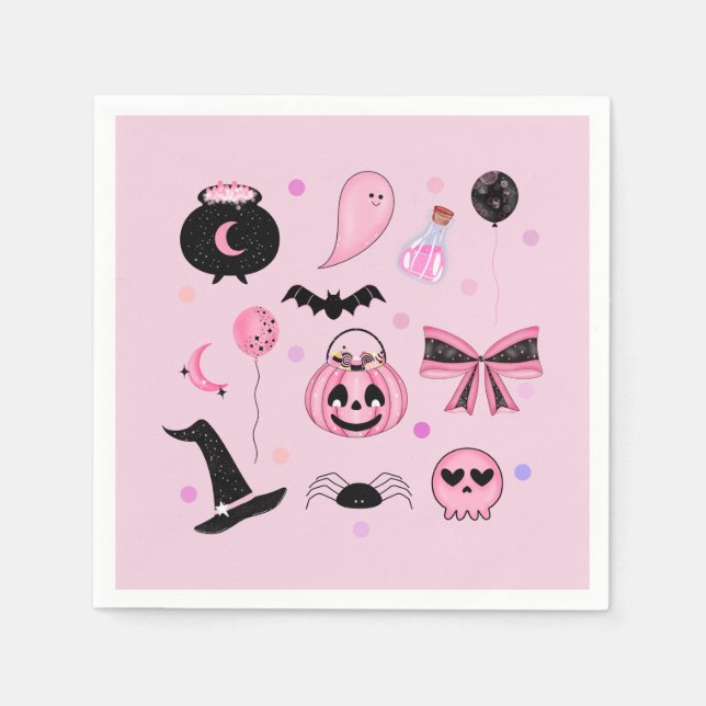 Guardanapo De Papel Halloween Rosa (Frente)