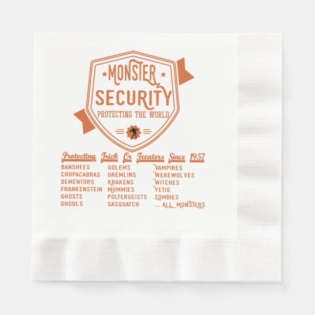 Guardanapo De Papel Halloween Scary Spooky Monster Security Engraçado (Frente)