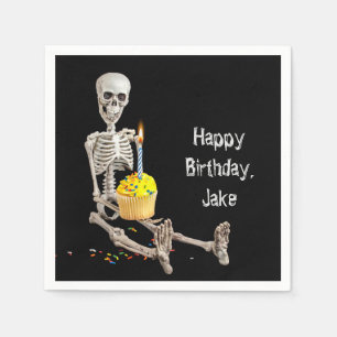 Guardanapo De Papel Halloween Skeleton Birthday com nome