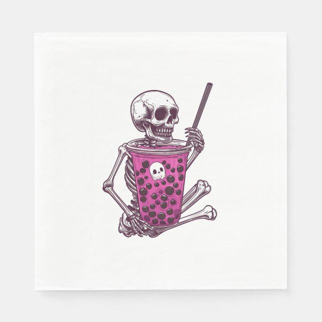 Guardanapo De Papel Halloween Skeleton Bubble Tea (Frente)