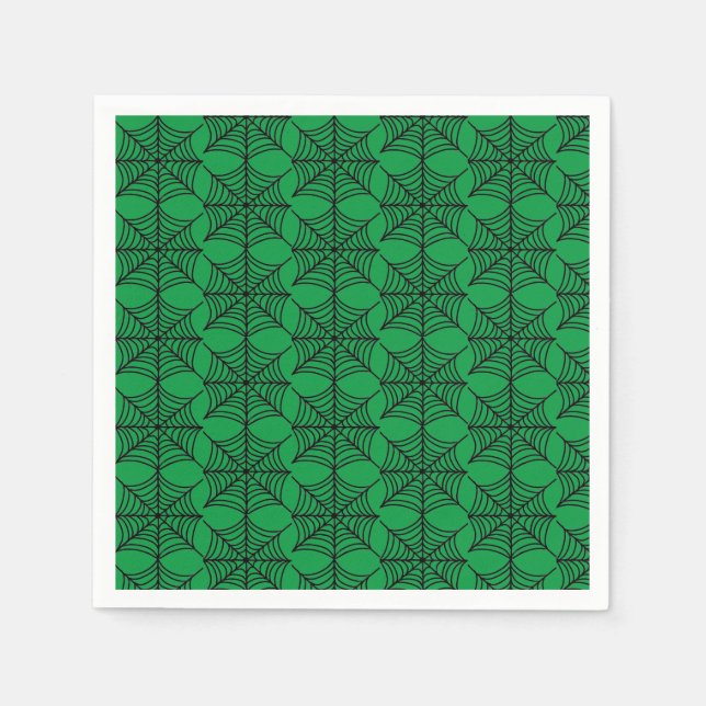 Guardanapo De Papel Halloween Spider Webs em Verde (Frente)