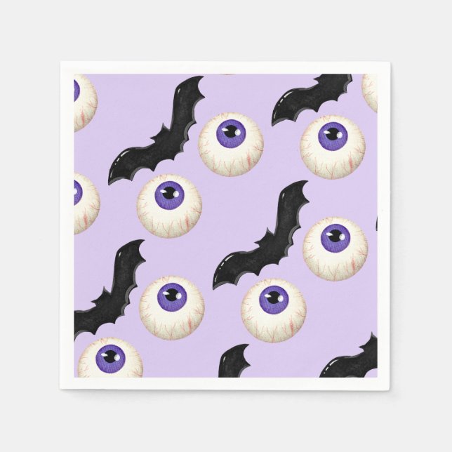 Guardanapo De Papel Halloween Spooky Eyeball e Bat Treats Roxo (Frente)